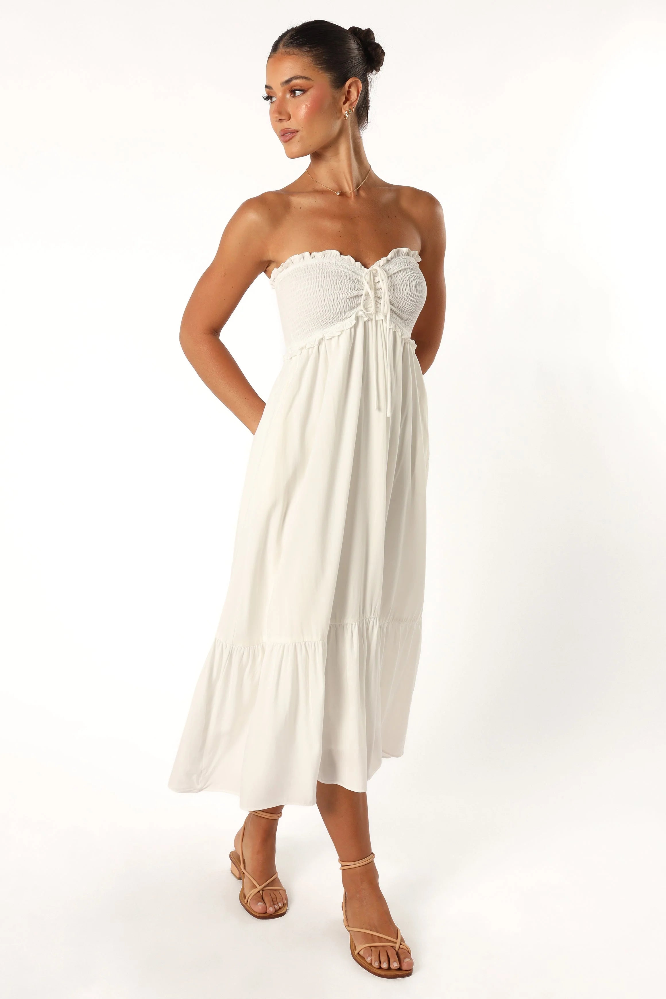 Dayton Strapless Midi Dress White