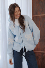 Vienna Bow Cardigan Pale Blue