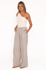 Elowen Wide Leg Pants Brown Stripe