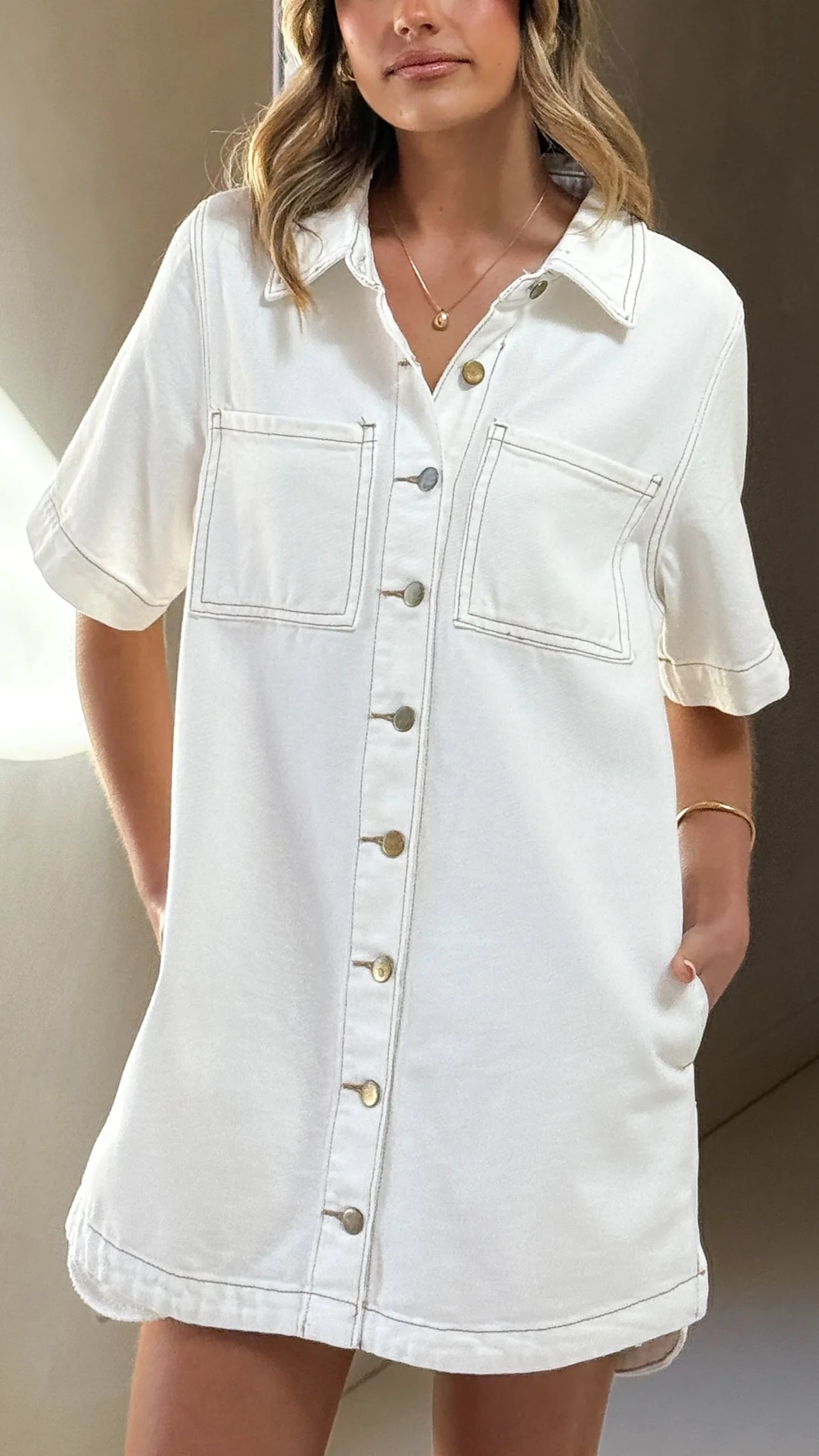 Rayna Denim Mini Dress White