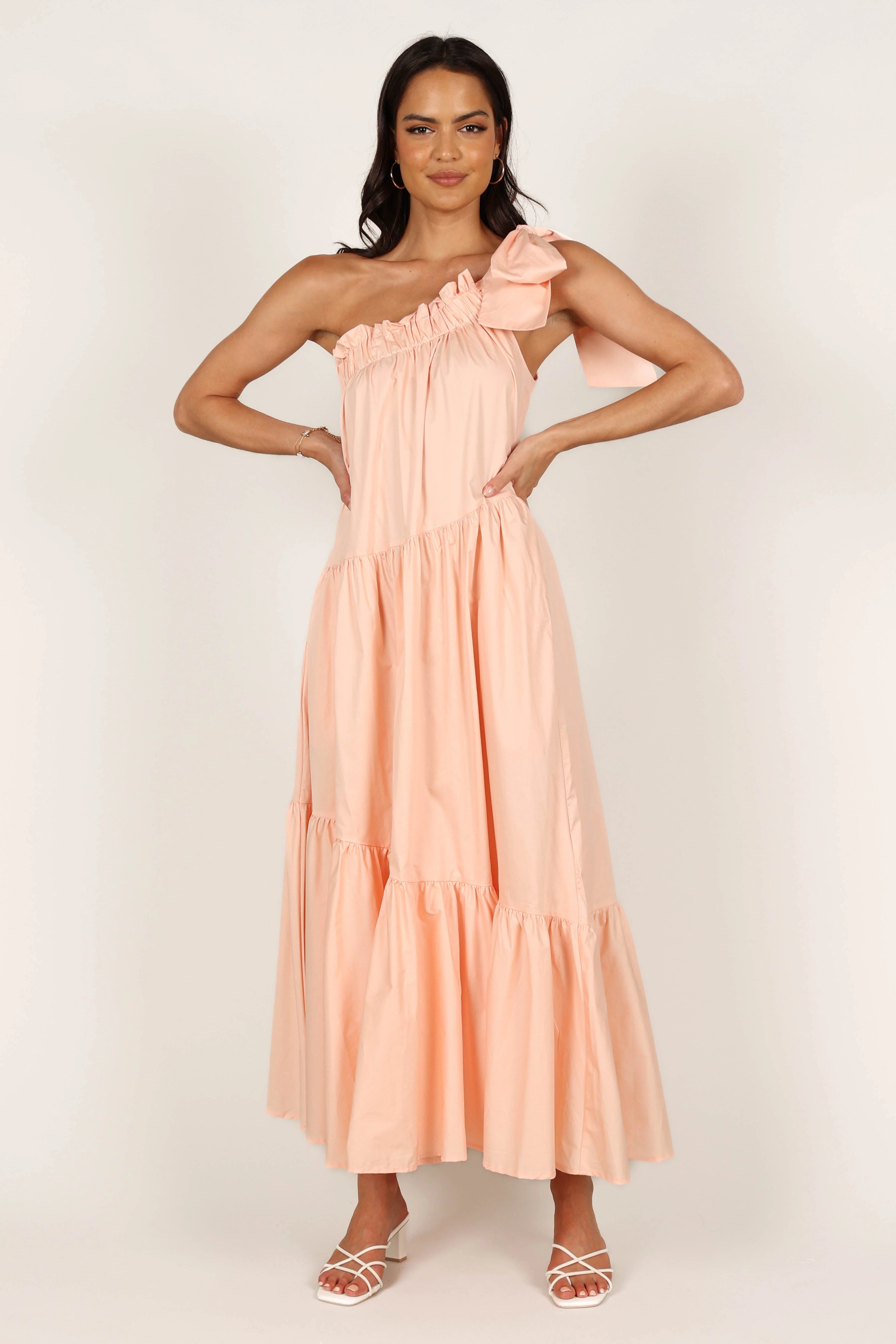 Ava One Shoulder Maxi Dress Peach