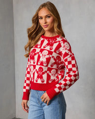 Winter Bakery Intarsia Knit Gingerbread Sweater