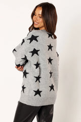 Janiyah Star Knit Sweater Grey Black
