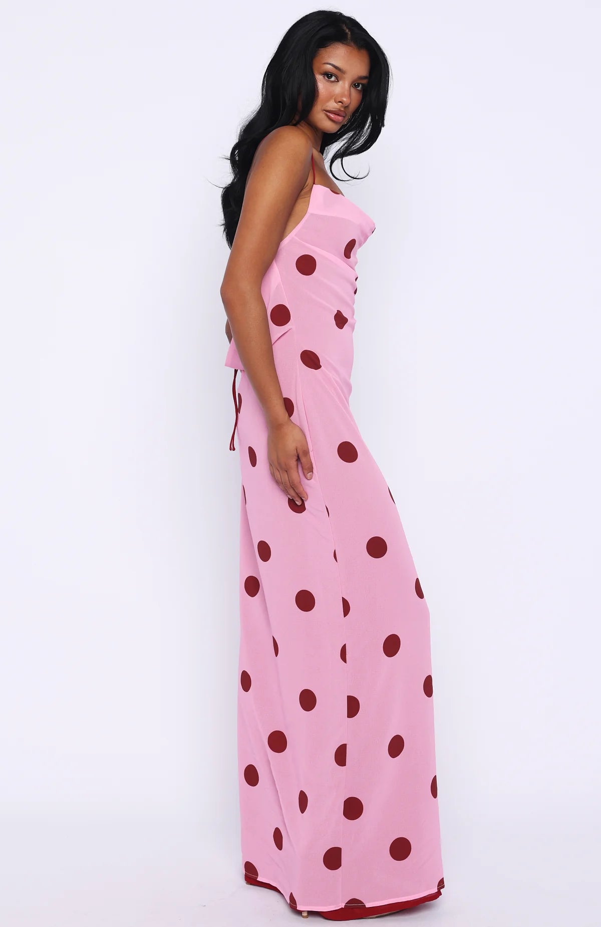 Peony Pop Maxi Dress Pink Polka Dot