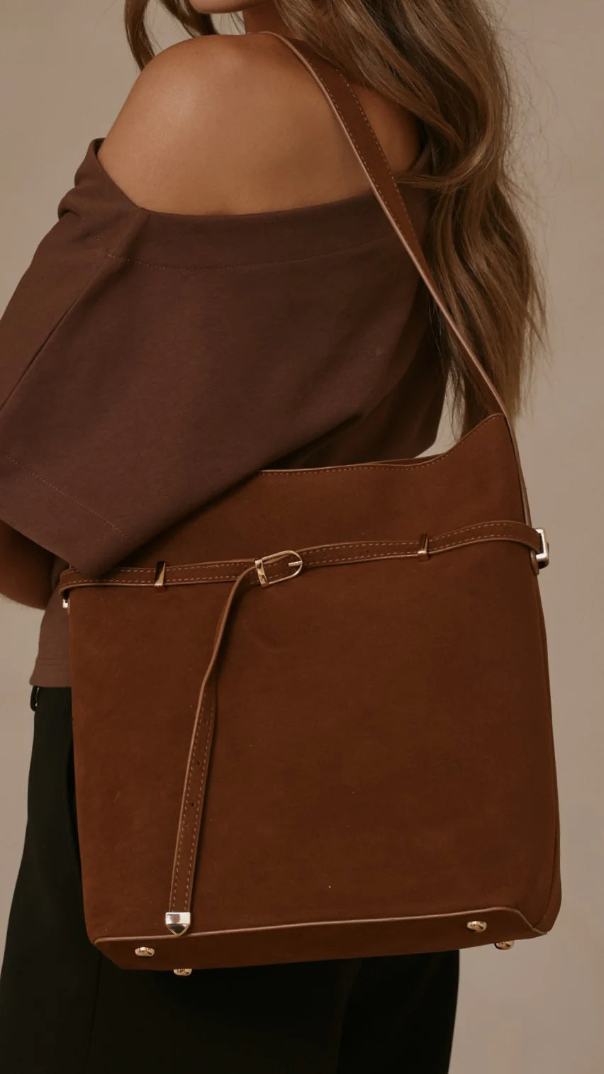 Leonie Belt Buckle Bag Brown Suede