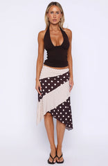 Offline Forever Midi Skirt Choc Cream Polka Dot