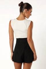 Maya High Waisted Paperbag Shorts Black