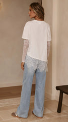 Quinn Lace Long Sleeve Top White