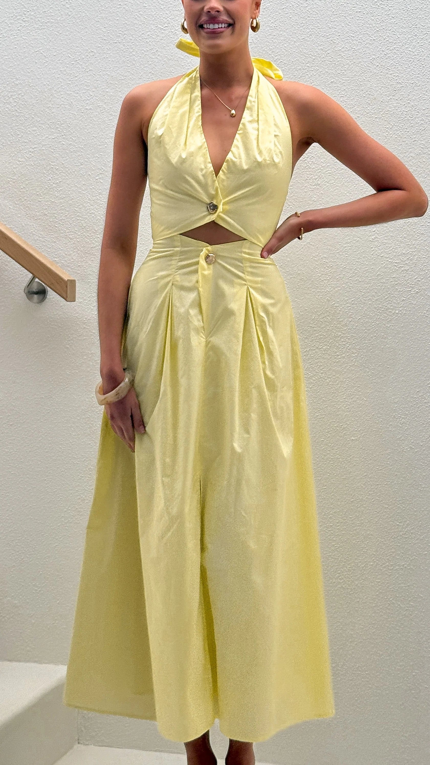 Wesley Halter Neck Maxi Dress Yellow