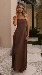Astrid Strapless Maxi Dress Chocolate