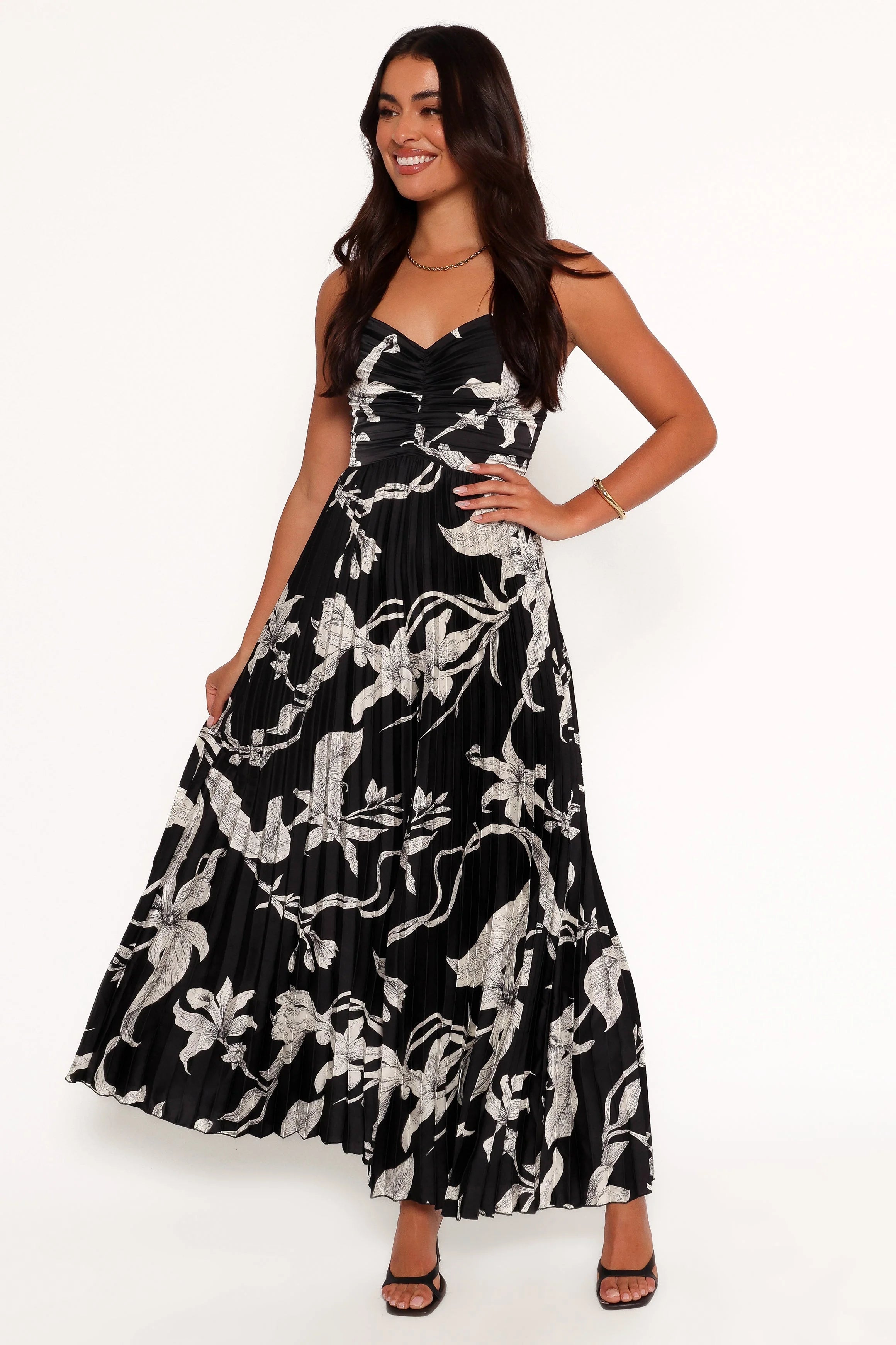 Angelique Pleated Jumpsuit Black Floral