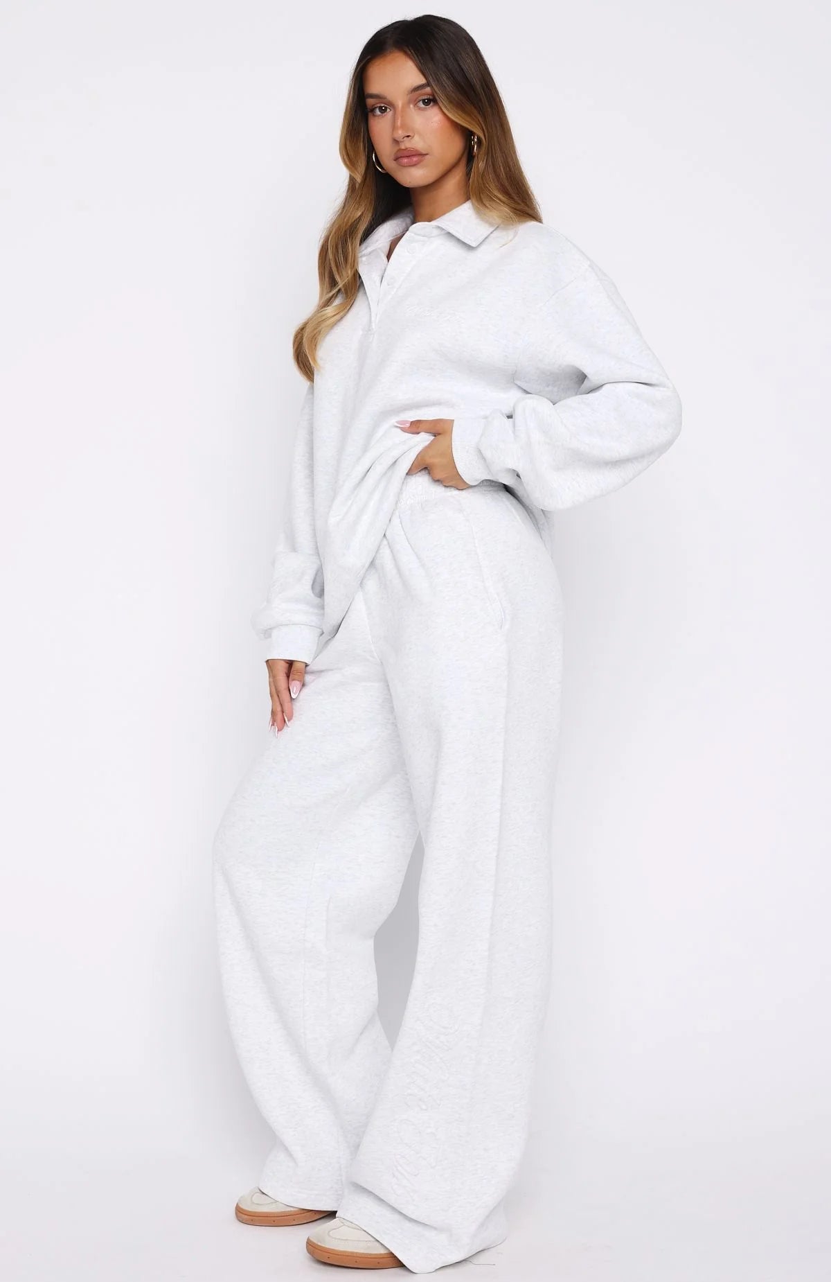 Chill Moves Wide Leg Sweatpants Grey Marle