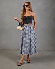 Heritage Club Gingham Print Midi Skirt