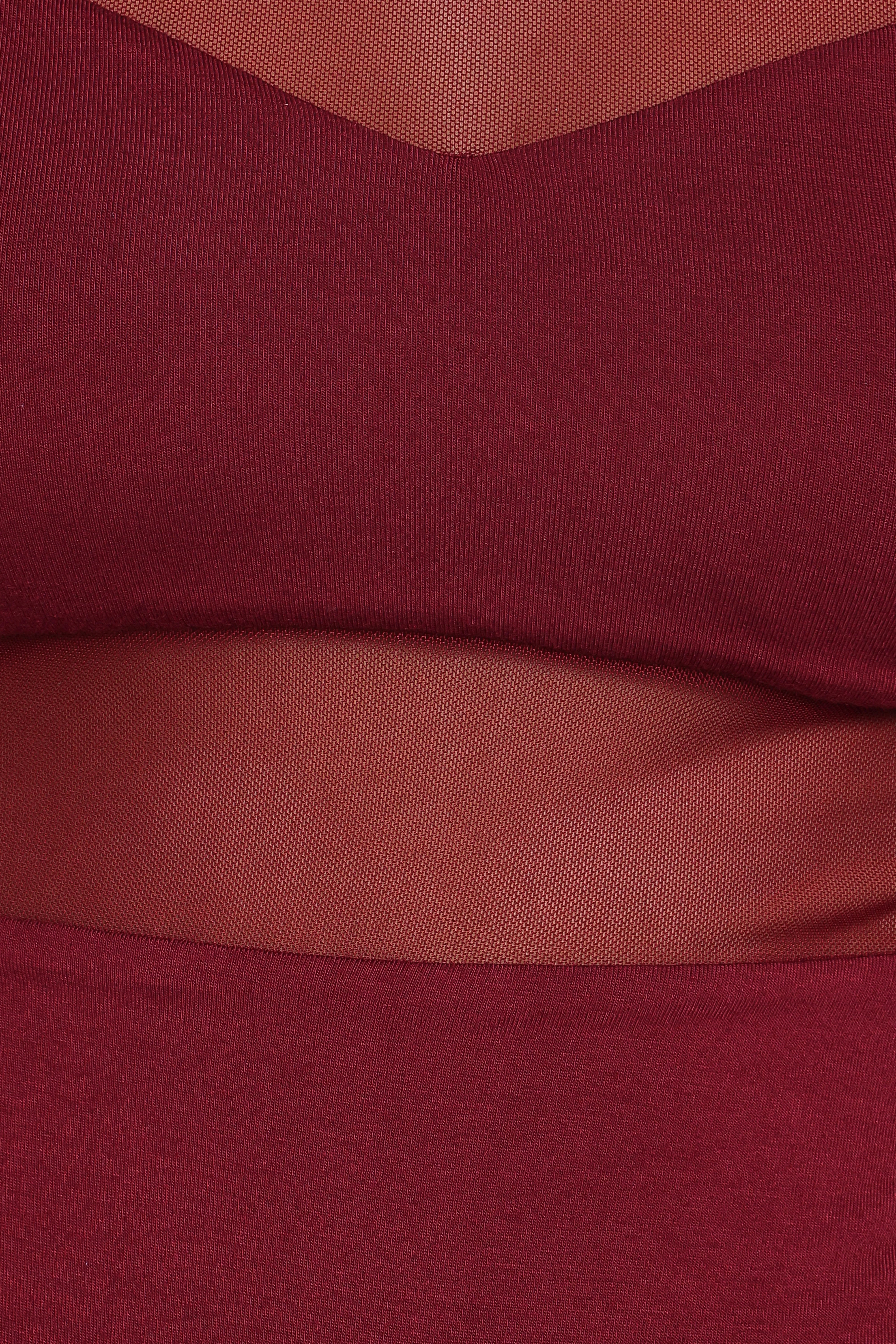 Kingsley Mesh Long Sleeve Bodysuit Merlot