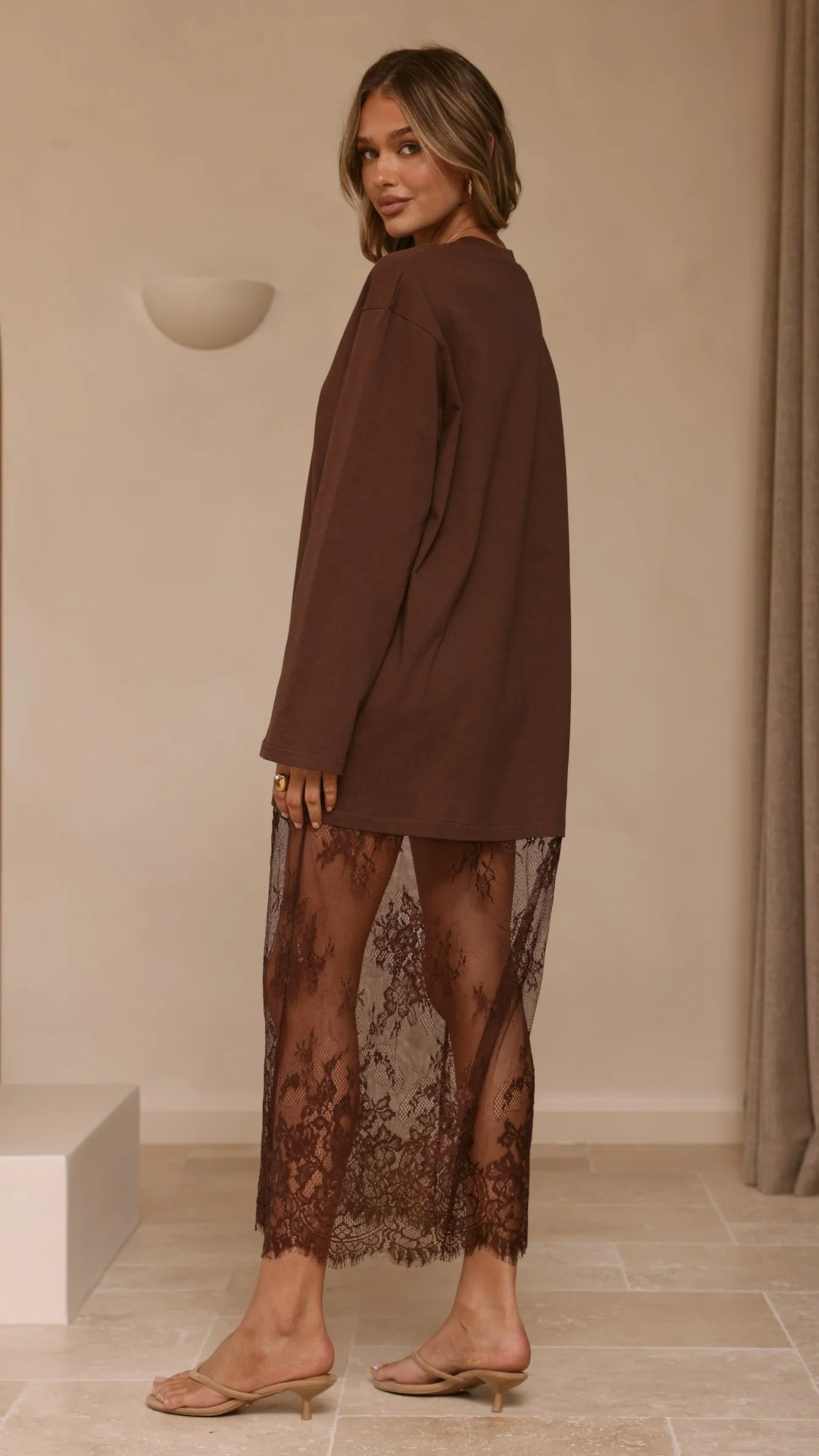 Kailey Lace Maxi Dress Brown