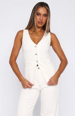 Ill Meet You Longline Denim Top Cream