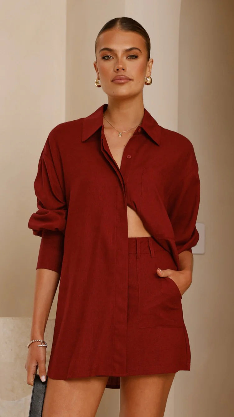 Charla Mini Skort Burgundy
