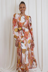 Laquin Long Sleeve Maxi Dress Pink