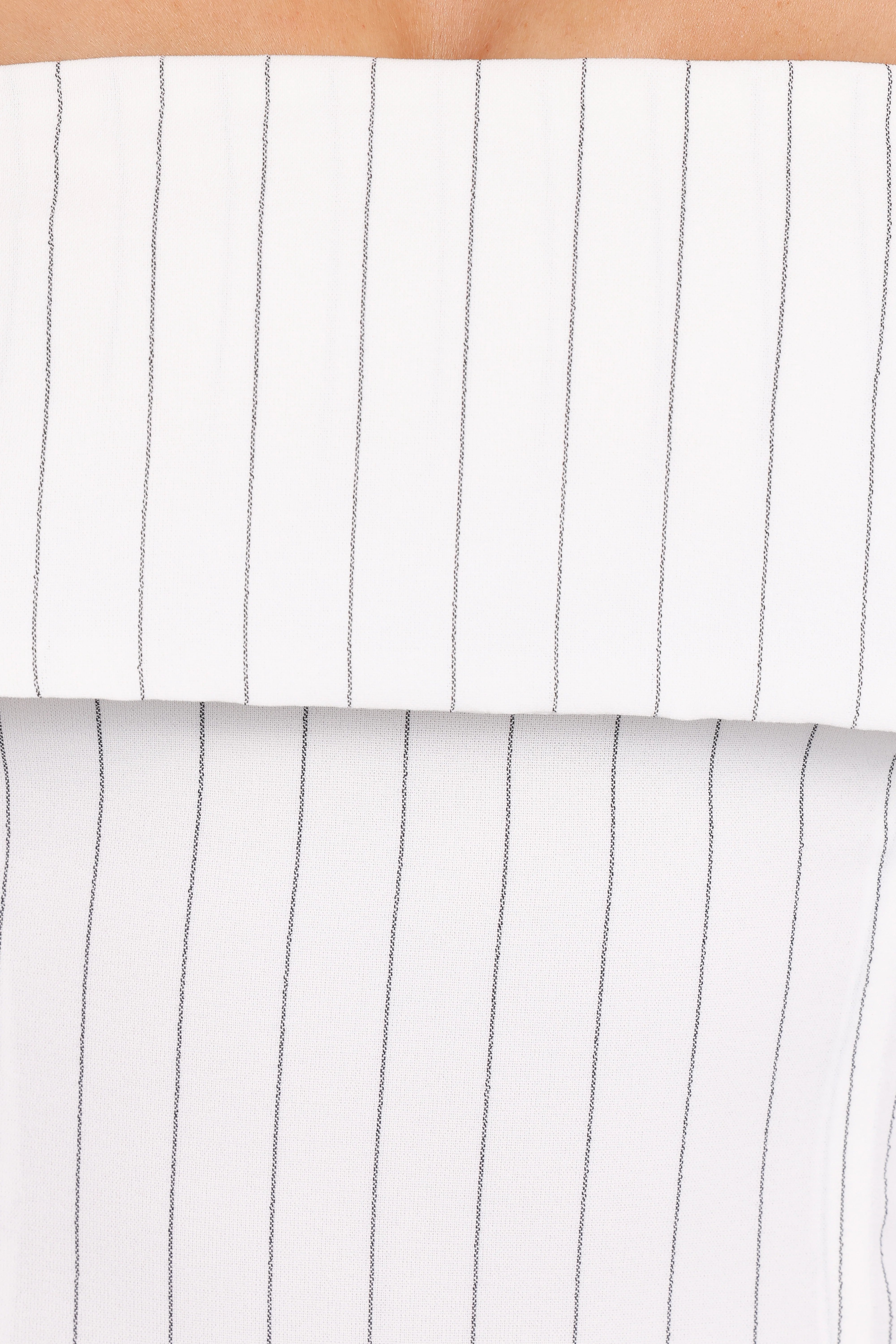 Blakely Strapless Top White Pinstripe