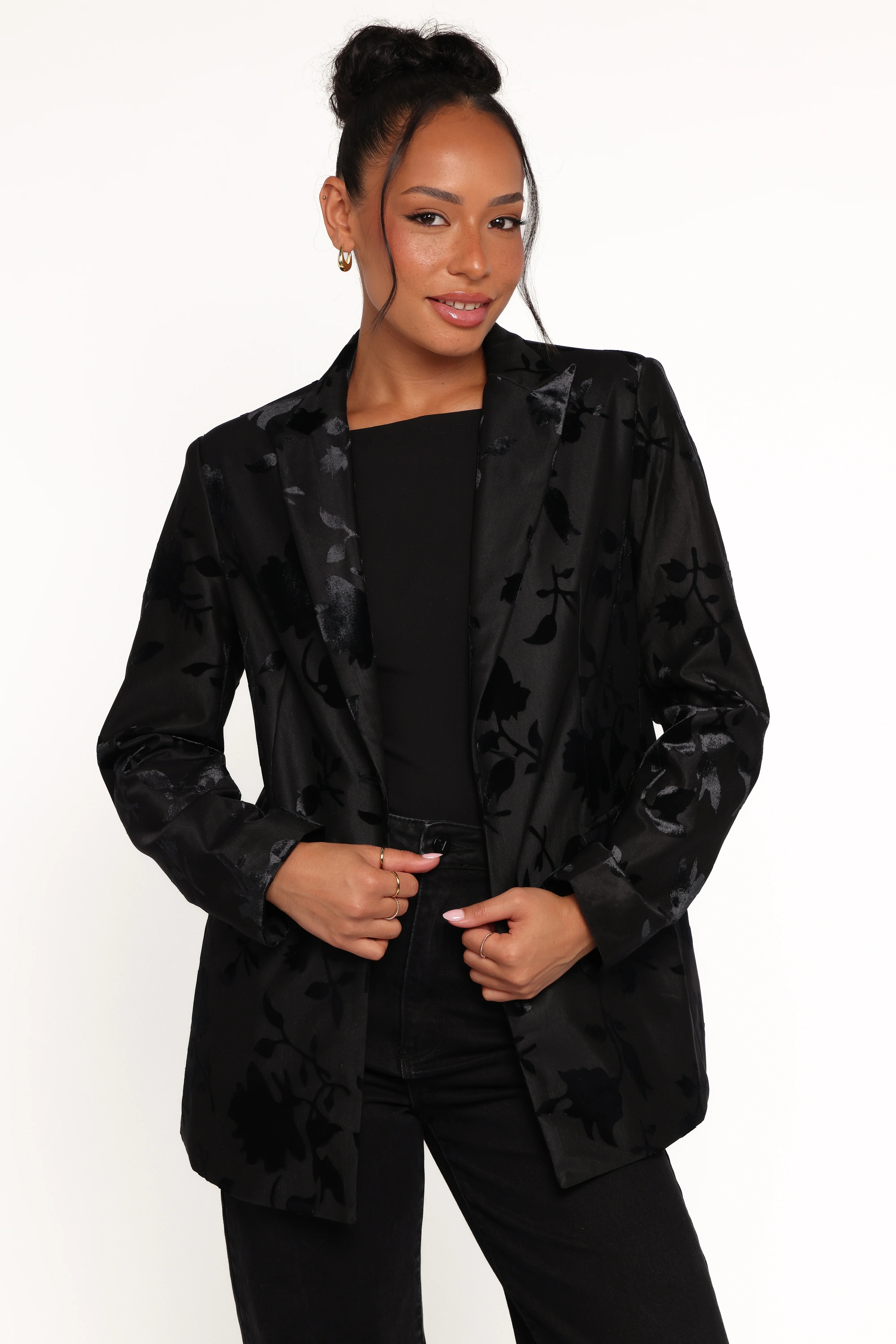 Ollie Burnout Blazer Black Velvet