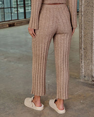 Homebody Hour Ribbed Knit Flare Leg Pants