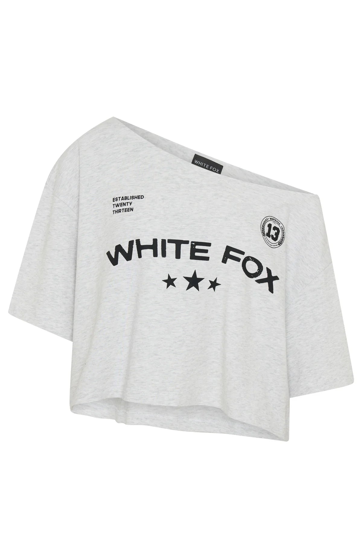 Stay Clear Off Shoulder Cropped Tee Grey Marle