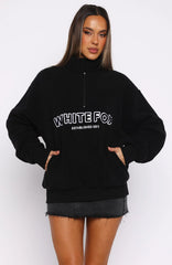 Hard To Stay Focused Teddy Borg Zip Front Sweater Black