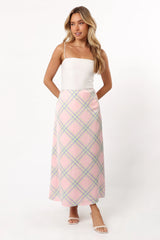 Clarissa Midi Skirt Pink Check