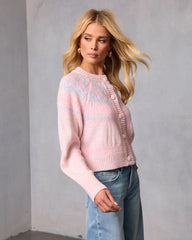 Cozy Aura Fair Isle Printed Cardigan