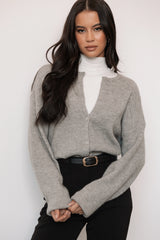 Astor Classic Button Up Cardigan Light Grey