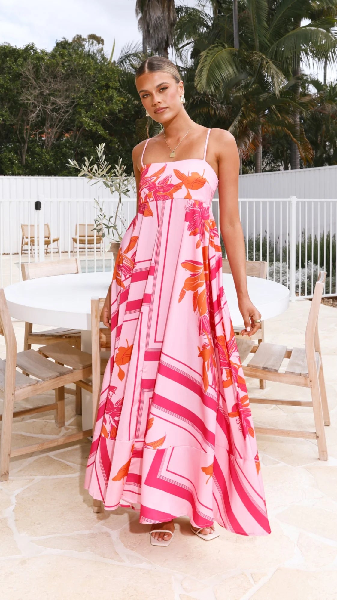 Kaethe Maxi Dress Pink Orange