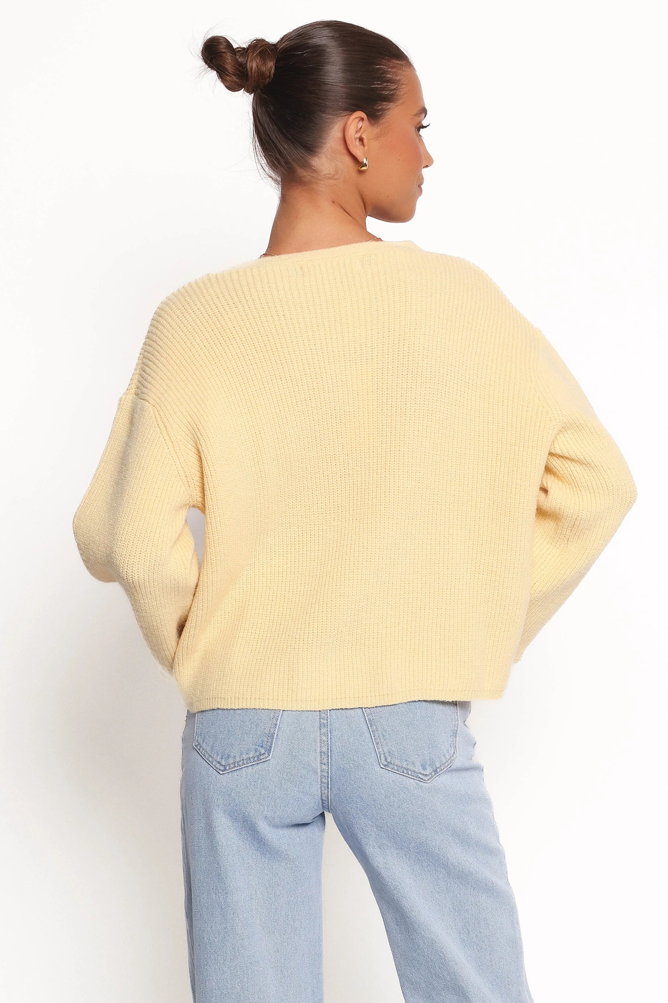 Sybil Button Front Cardigan Butter Yellow