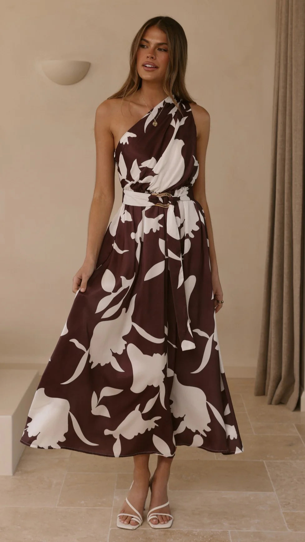 Hadas Maxi Dress Chocolate White Print