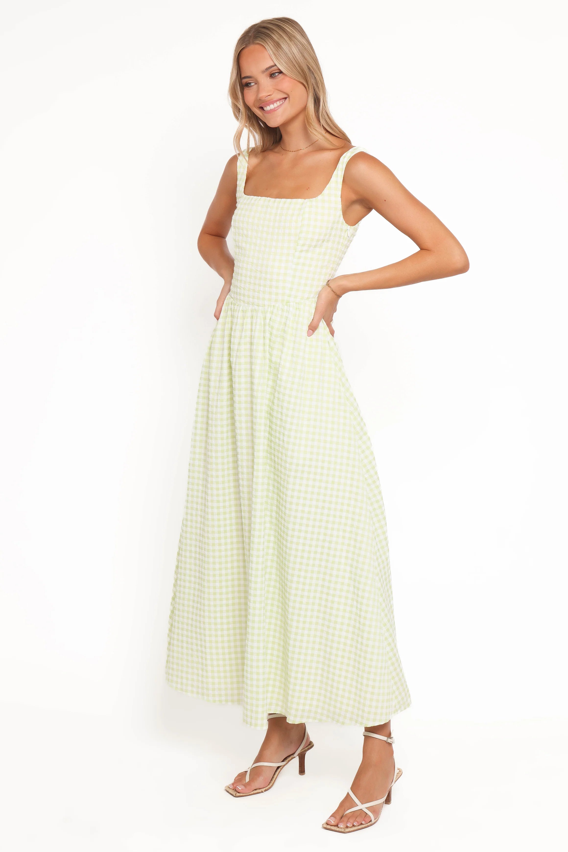 Amberlyn Maxi Dress Green Gingham