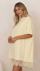 Saya T Shirt Lace Mini Dress Yellow