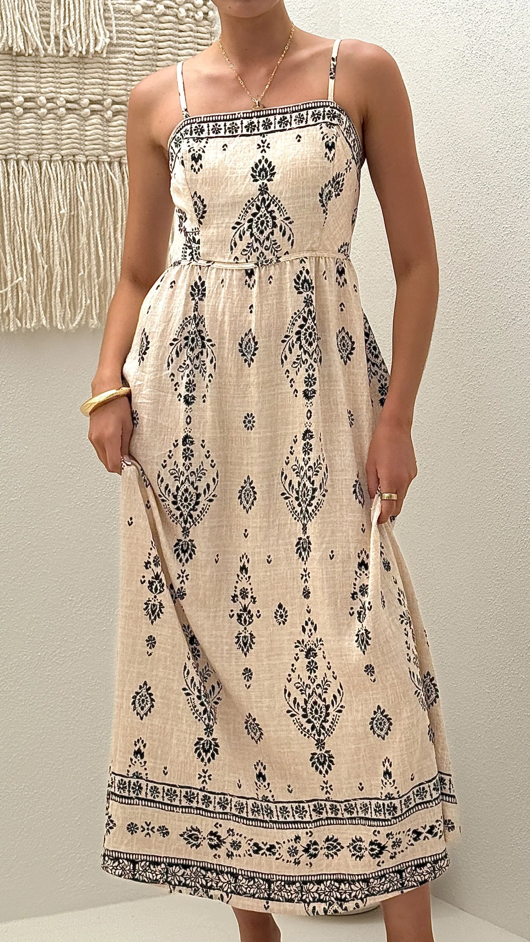 Samara Maxi Dress Cream Black