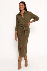 Cortney Long Sleeve Maxi Dress Olive