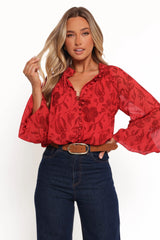 Marni Top Red Floral
