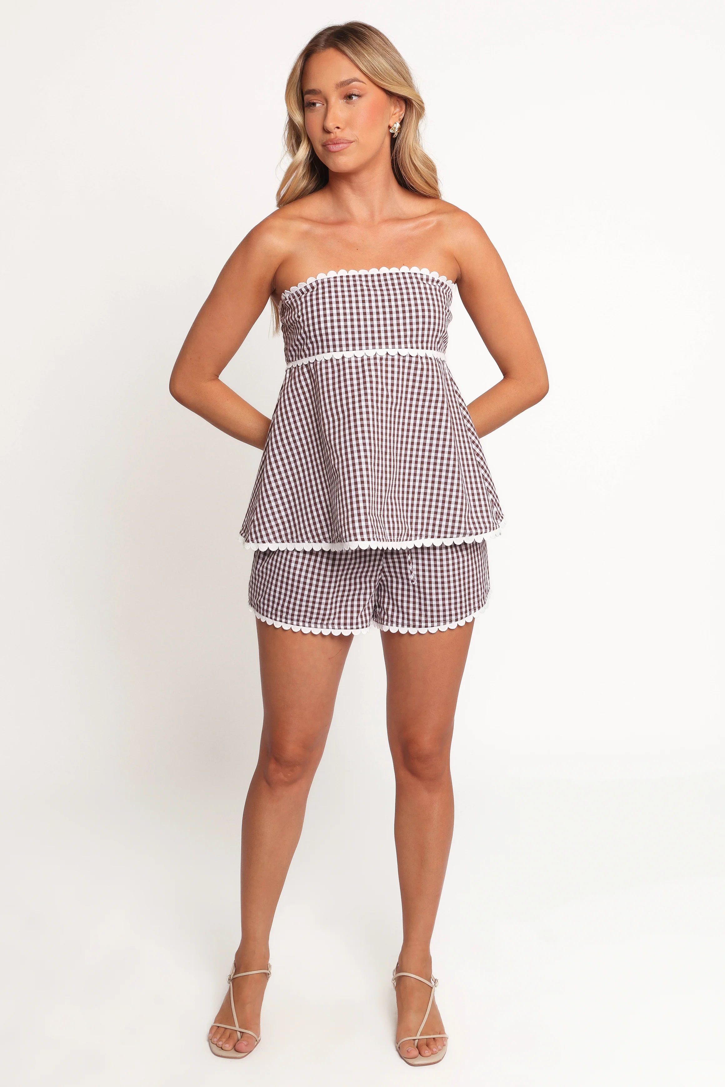 Kyle Two Piece Set Chocolate Gingham
