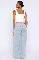 Just My Type Mid Rise Wide Leg Jeans Mid Blue