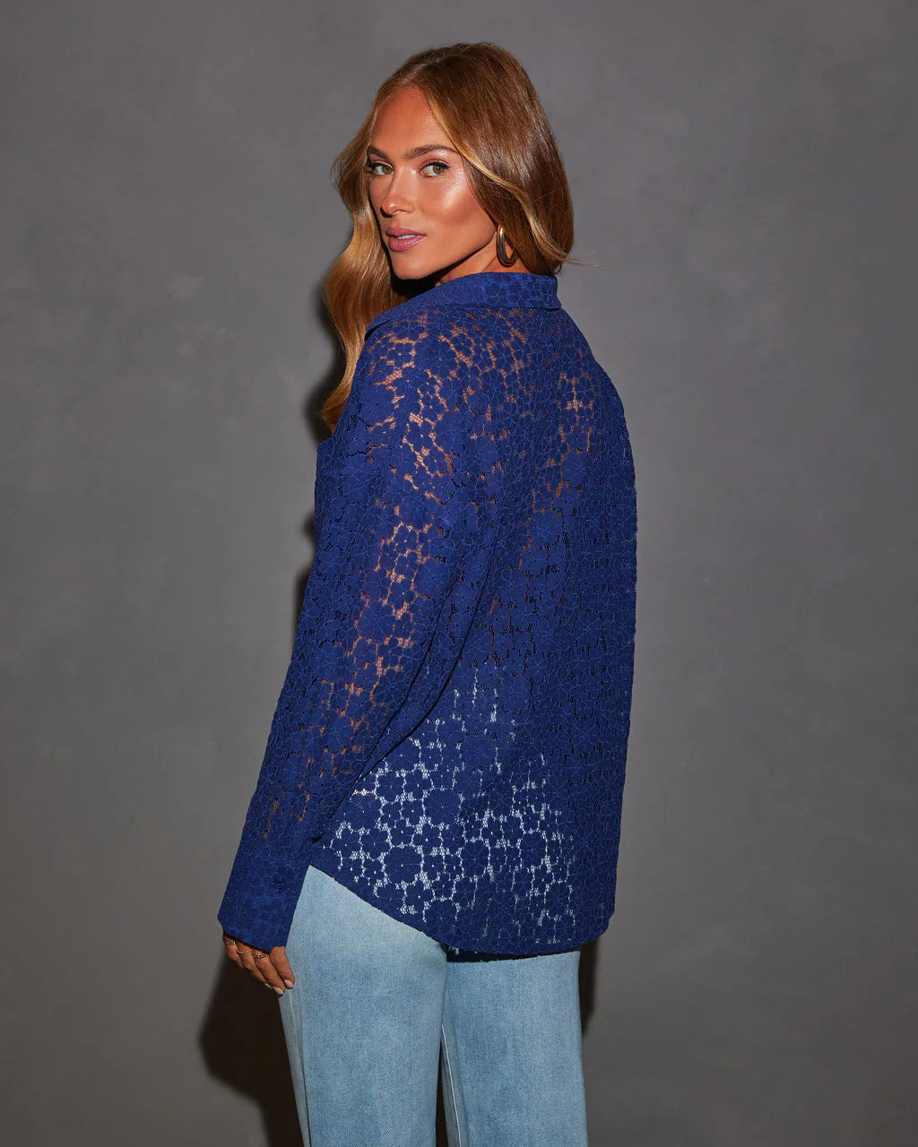 Gwen Floral Lace Button Down Shirt