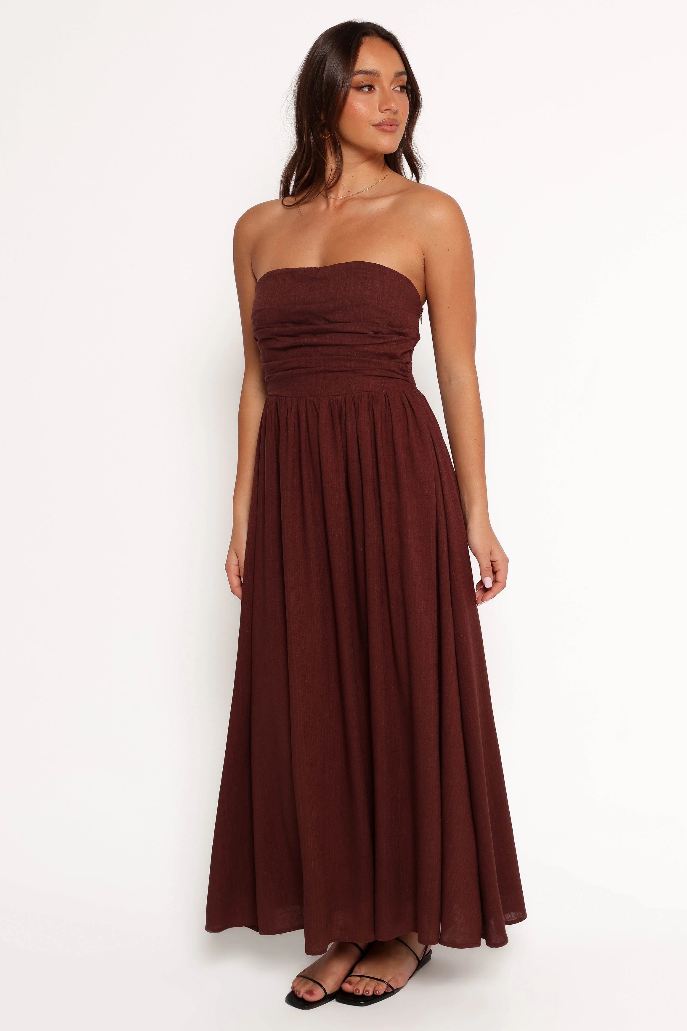 Kayt Strapless Dress Chocolate Brown