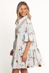 Marguerite Mini Dress Blue Floral