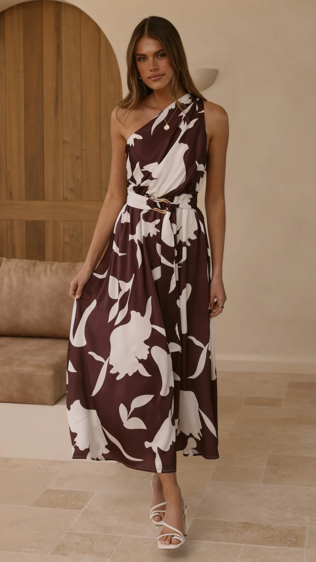 Hadas Maxi Dress Chocolate White Print