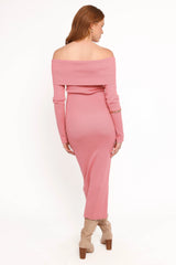 Archie Off The Shoulder Midi Dress Rose