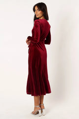 Darby Long Sleeve Midi Dress Burgundy