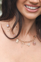 Sienna Charm Necklace Gold Pink