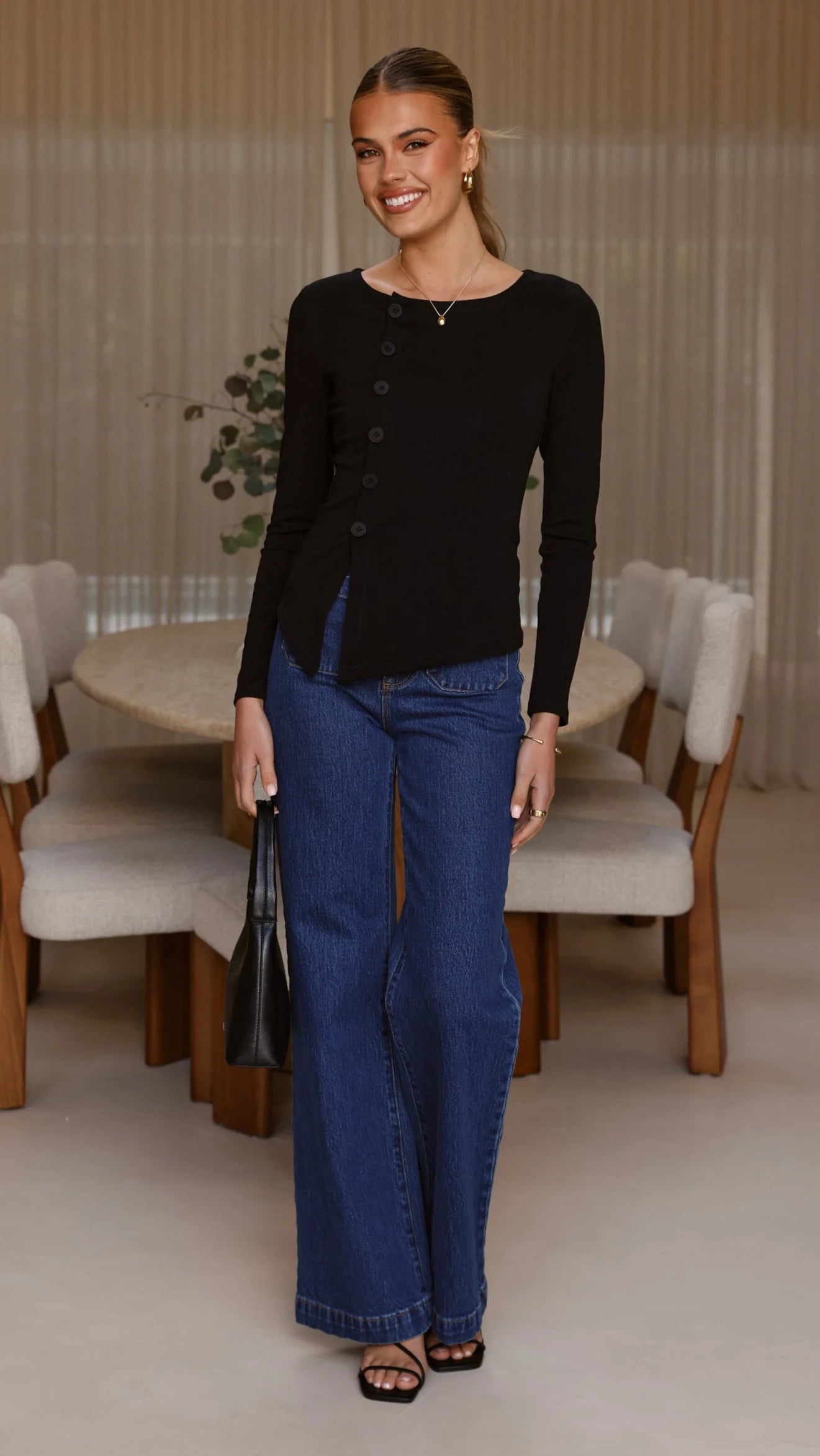 Addison Long Sleeve Top Black