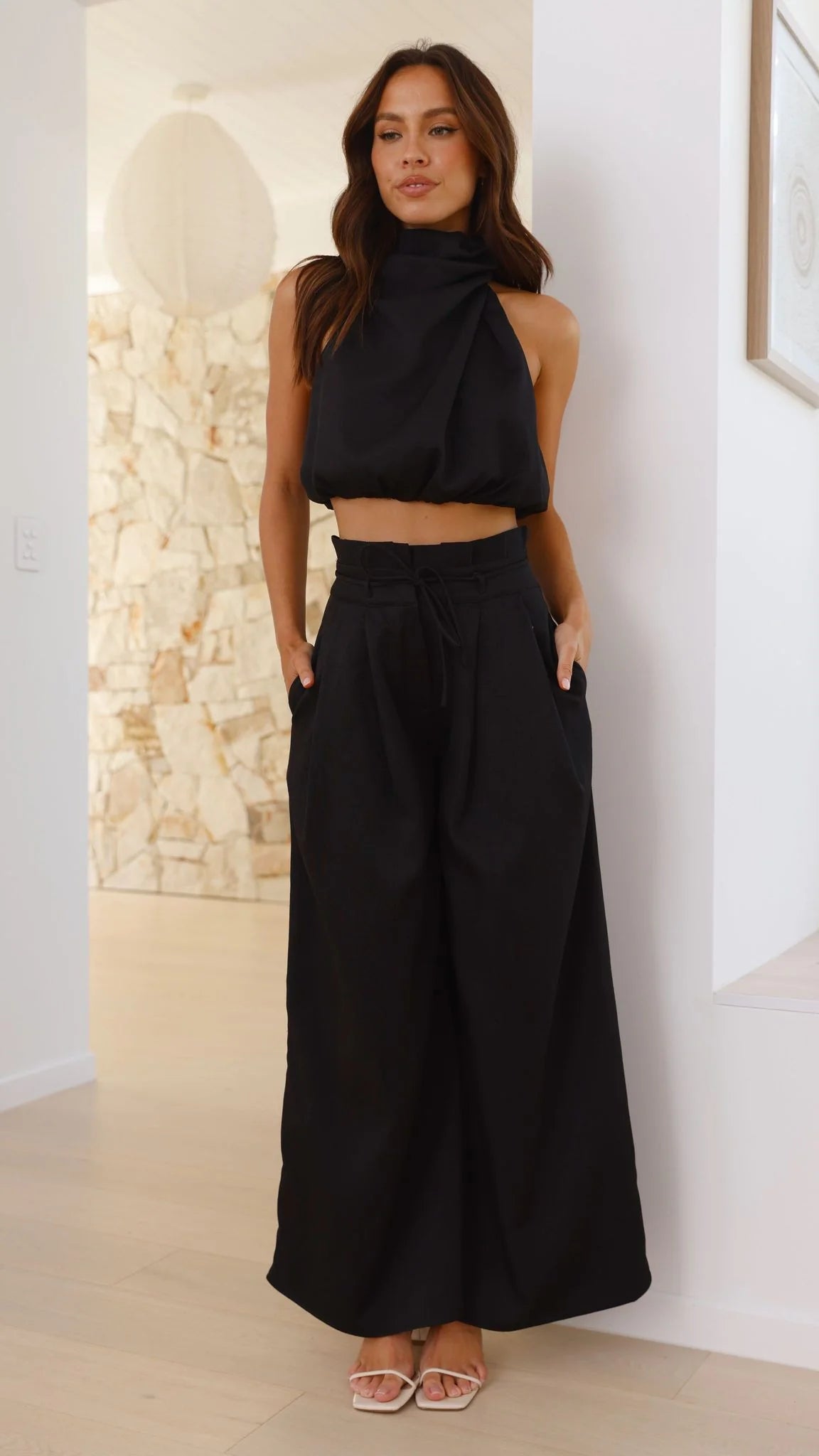 Melinda High Waist Pants Black