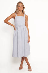 Johanna Midi Dress Grey White